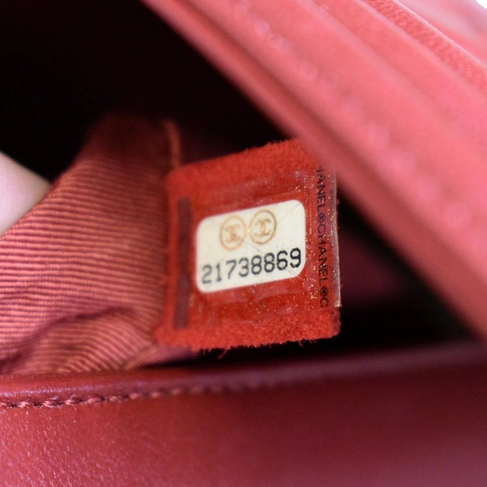 CHANEL Medium Boy Flap Calf Leather Shoulder Bag Red - Picture 12 of 14
